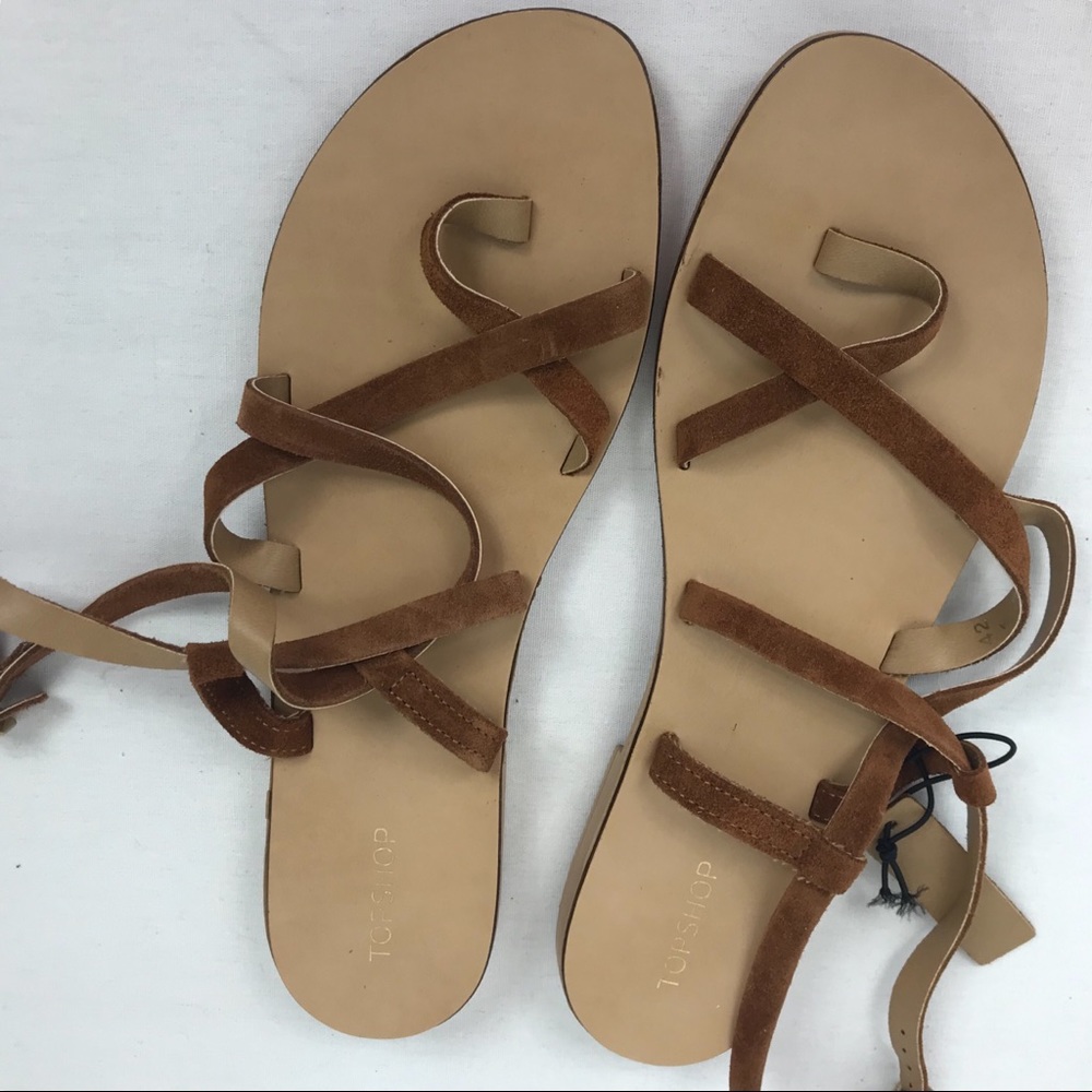 NEW Topshop Suede Strap Low Gladiator Sandal Sz 9